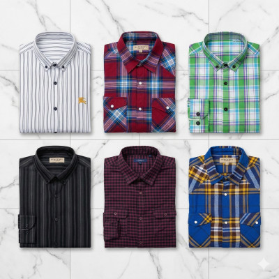 Premium Quality (6 pcs) Check Long Sleeve Shirt