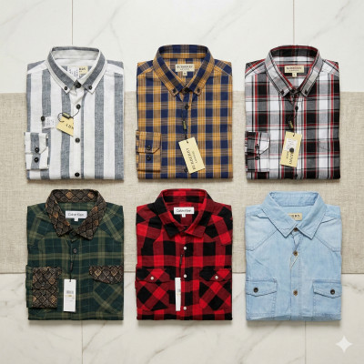 Premium Quality (6 pcs) Check Long Sleeve Shirt